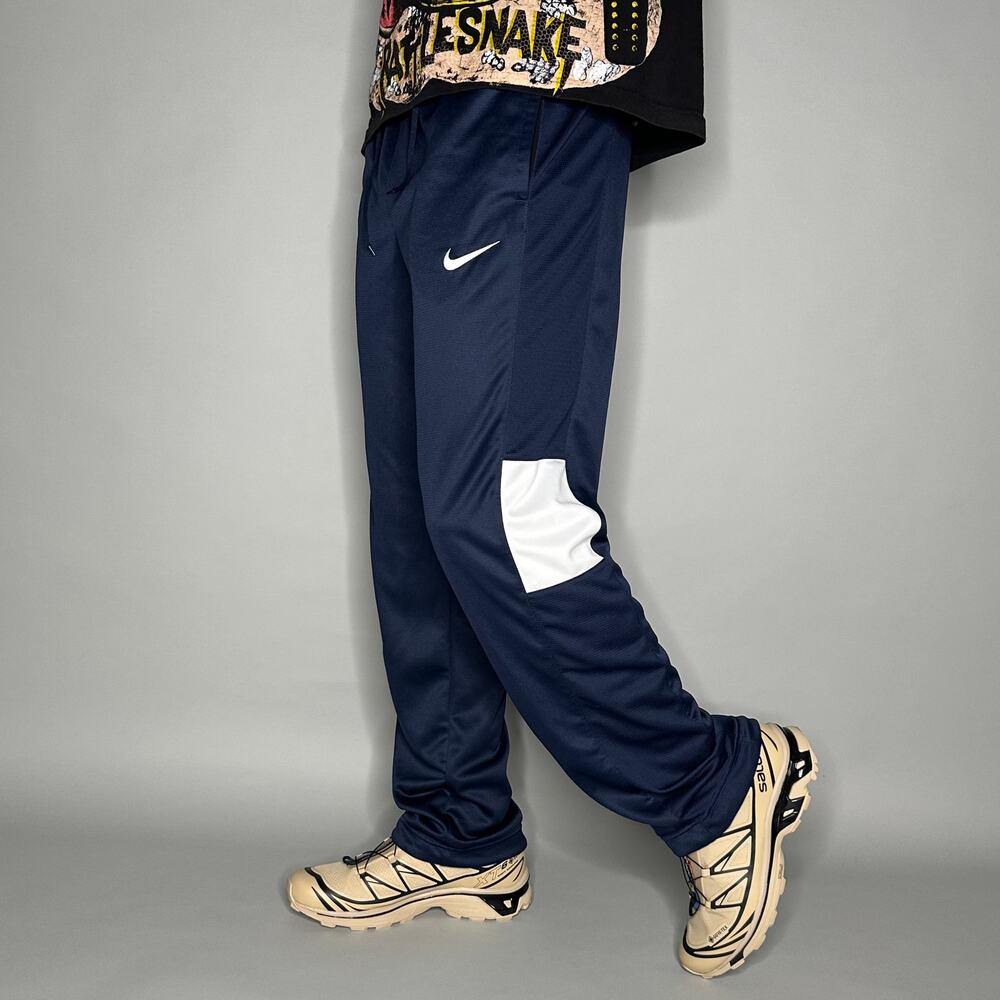Vintage Y2K Nike Sweatpants Mens S Baggy Wide Leg Navy Blue White Swoosh
